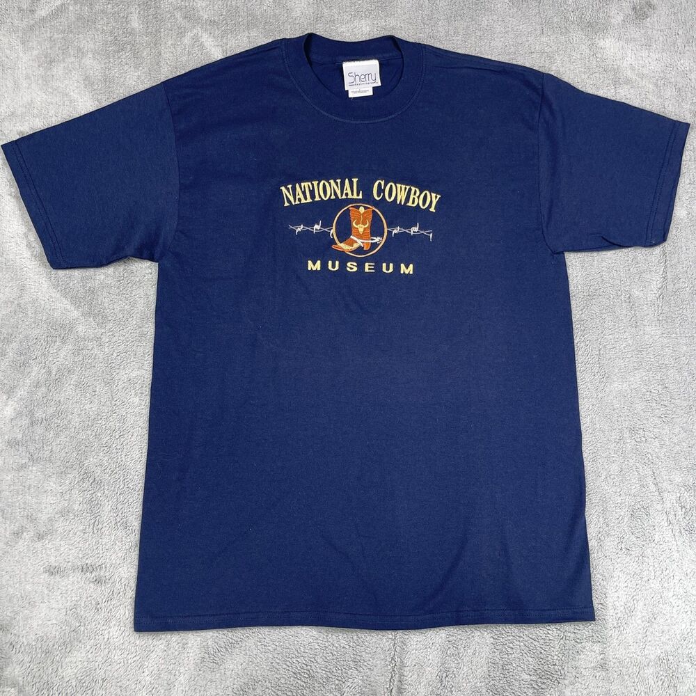 National Cowboy Museum T Shirt Mens Large Navy Embroidered Boot